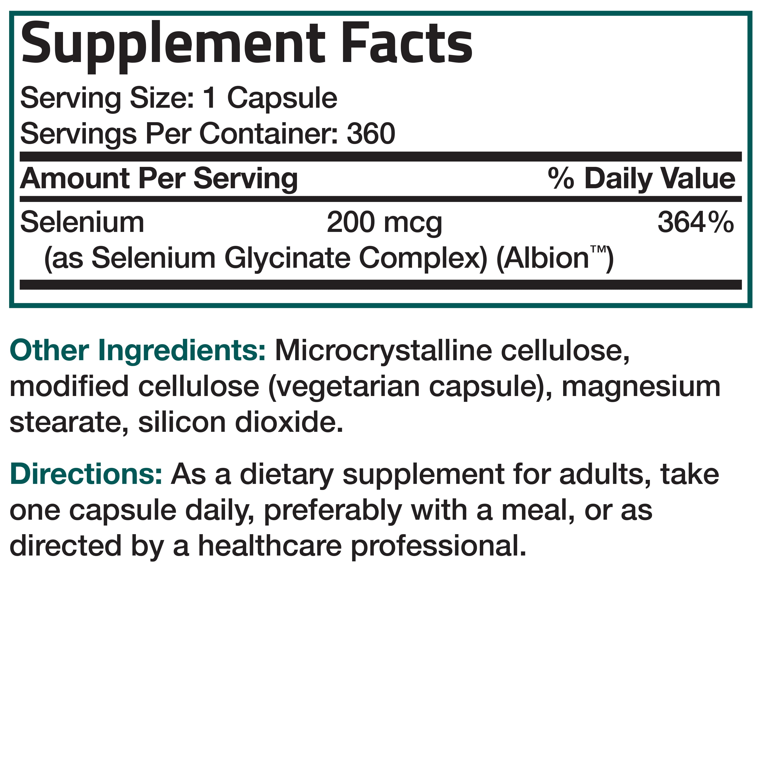 Bronson Selenium 200 Mcg for Immune Support, Thyroid, Prostate & Heart Health - Selenium Amino Acid - Essential Trace Mineral, 360 Capsules
