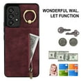 thumbnail image 2 of Nalacover for Samsung A53 5G, Wallet with RFID Credit Card Holder and Zipper Pocket,Drop Protection Flip Cover Ring Holder Kickstand with Double Magnetic Clasp for Samsung Galaxy A53 5G, Winered, 2 of 12