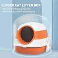 thumbnail image 4 of PawHut Cat Litter Box with Lid, Covered Litter Box w/ High Sides, Air Freshener, Large Two-Way Entrance Kitty Litter Box, Foldable, Easy Clean, Orange, and Black, 4 of 10