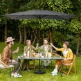 thumbnail image 6 of Sun-Ray 6.6x10 FT Solar LED Rectangular Patio Umbrella with Push-Button Tilt and Hand Crank Canopy Lift, Table Umbrella with Solution Dyed Navy Fabric for Porch, Deck, Garden, and Swimming Pool, Grey, 6 of 7