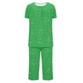 thumbnail image 3 of fatyb Women's Capri Pajama Sets Summer Comfy Short Sleeve Tops and Capris Pants Pjs Sleepwear with Pockets, 3 of 4