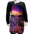 thumbnail image 1 of Nature Kids Apron, Surreal Sunrise Sky Horizon over the Mountain Valley National Monument Dusk Print, Boys Girls Apron Bib with Adjustable Ties for Cooking Baking Painting, Purple Blue, by Ambesonne, 1 of 2