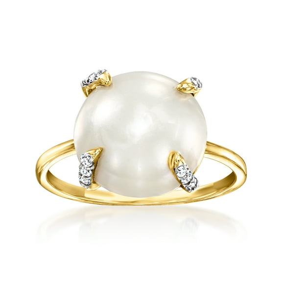 Ross-Simons 12-12.5mm Cultured Mabe Pearl and .10 ct. t.w. Diamond Ring in 14kt Yellow Gold, Women's, Adult