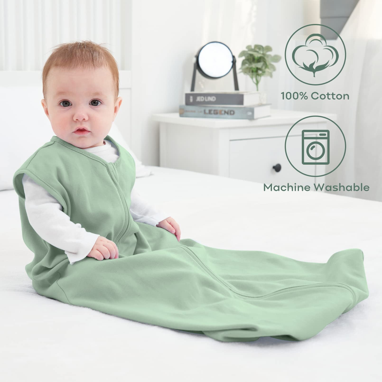 Yoofoss Baby Sleep Sack 0-6 Months Wearable Blanket for Babies 100% Organic Cotton 2-Way Zipper TOG 0.5 Toddler Sleeping Sack 3 Pack, Sleep Sacks
