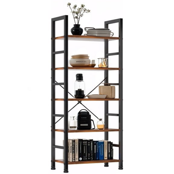 ZEUKMXOO 5-Tier Bookshelf, Bookcase Shelf Storage Organizer, Modern Book Shelf for Home, Bedroom, Living Room, Office, Kitchen, Vintage