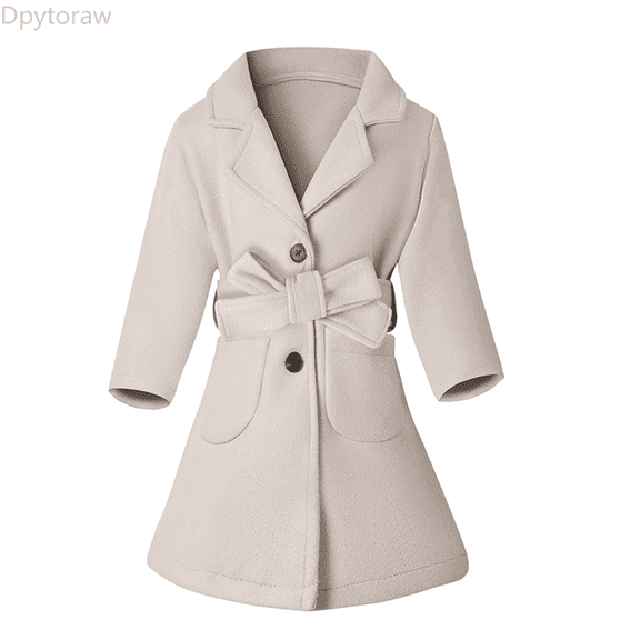 Dpytoraw Toddler Boys Girls Wool Coat Winter Warm Coat Kids Jacket Outwear Clothes Girls Top Size Beige 3-4 Years