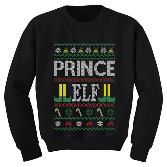 Tstars Boys Ugly Christmas Sweatshirt Prince Elf Family Elf Kids Christmas Gift Funny Humor Holiday Shirts Xmas Party Christmas Gifts for Boy Toddler Kids Sweatshirt