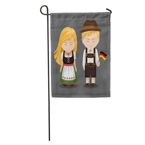 POGLIP Germans in National Dress Flag Man and Woman Traditional Bavarian Garden Flag Decorative Flag House Banner 12x18 inch