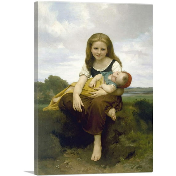 ARTCANVAS The Elder Sister 1869 Canvas Art Print by William-Adolphe Bouguereau - Size: 40" x 26" (1.50" Deep)