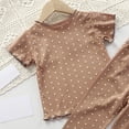 thumbnail image 5 of Baby Toddler Girls Clothes Summer Outfits Heart Printed Short Sleeve Tops with Pants 2 Piece Sets Coffee 12-18 Months, 5 of 5