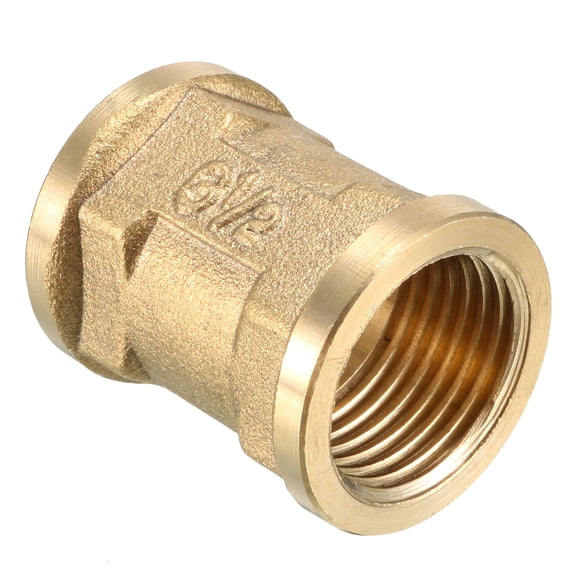 Unique Bargains Brass Pipe Fitting, Coupling, 1/2PT Female Thread Straight Rod Adapter