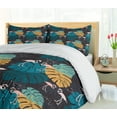 thumbnail image 5 of Ambesonne Safari Duvet Cover Sets, Flamingos Tropic Monstera, 2-Queen, Indigo and Multicolor, 5 of 7
