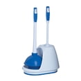 thumbnail image 3 of Mr. Clean Toilet Plunger and Bowl Brush Combo with Caddy, 3-Piece Heavy-Duty Plunger, Toilet Brush, and Caddy Set, White/Blue, 3 of 5