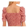 thumbnail image 2 of Coco + Jaimeson Ditsy Floral Print Puff Sleeve Smocked Back Crop Top - Size Large, Coral, 2 of 3