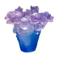 thumbnail image 1 of Jarrón de cristal con flores, centro de mesa, florero decorativo con arreglo floral Azul, 1 of 9