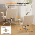 thumbnail image 3 of Ktaxon Office Chair, Flip-Top Armrest Desk Chair on Metal Star Base, Starry Chenille Vanity Chair with Adjustable Height & Swivel Wheels White, 3 of 9