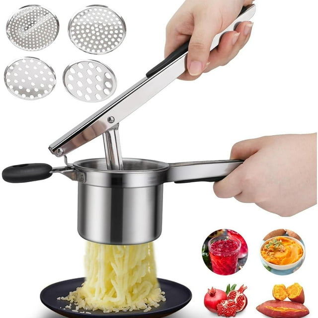 Aplastador de Papas Kzings Acero Inoxidable Mango Ergonómico con Discos Intercambiables para Cocina