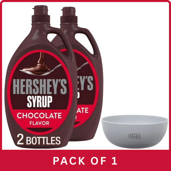 HERSHEY’S Chocolate Syrup 48 oz (2-Pack)- With Olive White Bowl By OMA