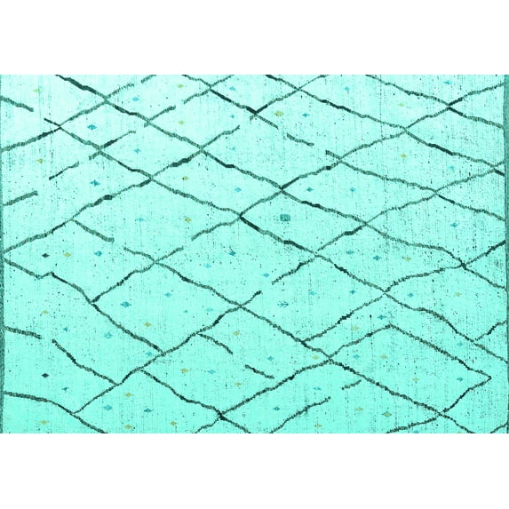 Ahgly Company Indoor Rectangle Solid Turquoise Blue Modern Area Rugs, 7' x 9'