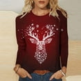thumbnail image 2 of Hueook Christmas Shirts for Womens Tops Christmas Women's Fashion Tees Casual Round Neck Loose T Shirt Long Sleeve Christmas Print Shirt Multicolor XL, 2 of 6