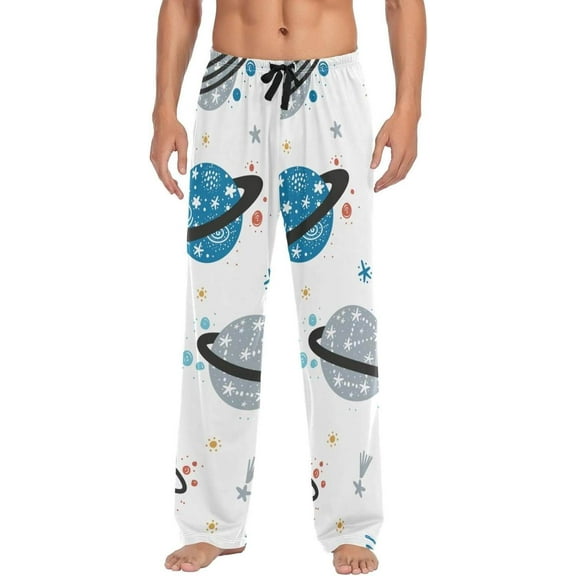 Colorful Planets Ghost Pajama Pants, Men's Lounge Pants Light with Drawstring and Pockets, Christmas New Year Birthday Father's Day Gifts, X-Large