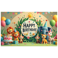 thumbnail image 2 of LUUFILx Cute Animal Themed Happy Birthday Backdrop Banner Party Supplies with Cartoon Animals Flowers Balloons Photography Props for Birthday Party Decorations, 2 of 7