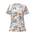 thumbnail image 4 of Wukai Lilies Flowers Casual V-Neck Graphic Tees for Women: Lightweight and Breathable Summer Tops with Stylish Design-Large, 4 of 8
