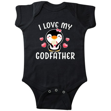 

Inktastic I Love My Godfather with Cute Penguin and Hearts Gift Baby Girl Bodysuit