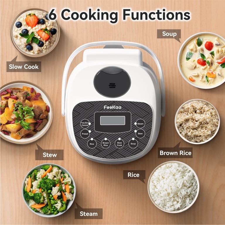 Rice Cooker Small, Mini Rice Cooker for 1-2 people, 1.2L Portable Electric  Rice Cooker with 6 Cooking Functions, Nonstick Inner Pot, Smart Control