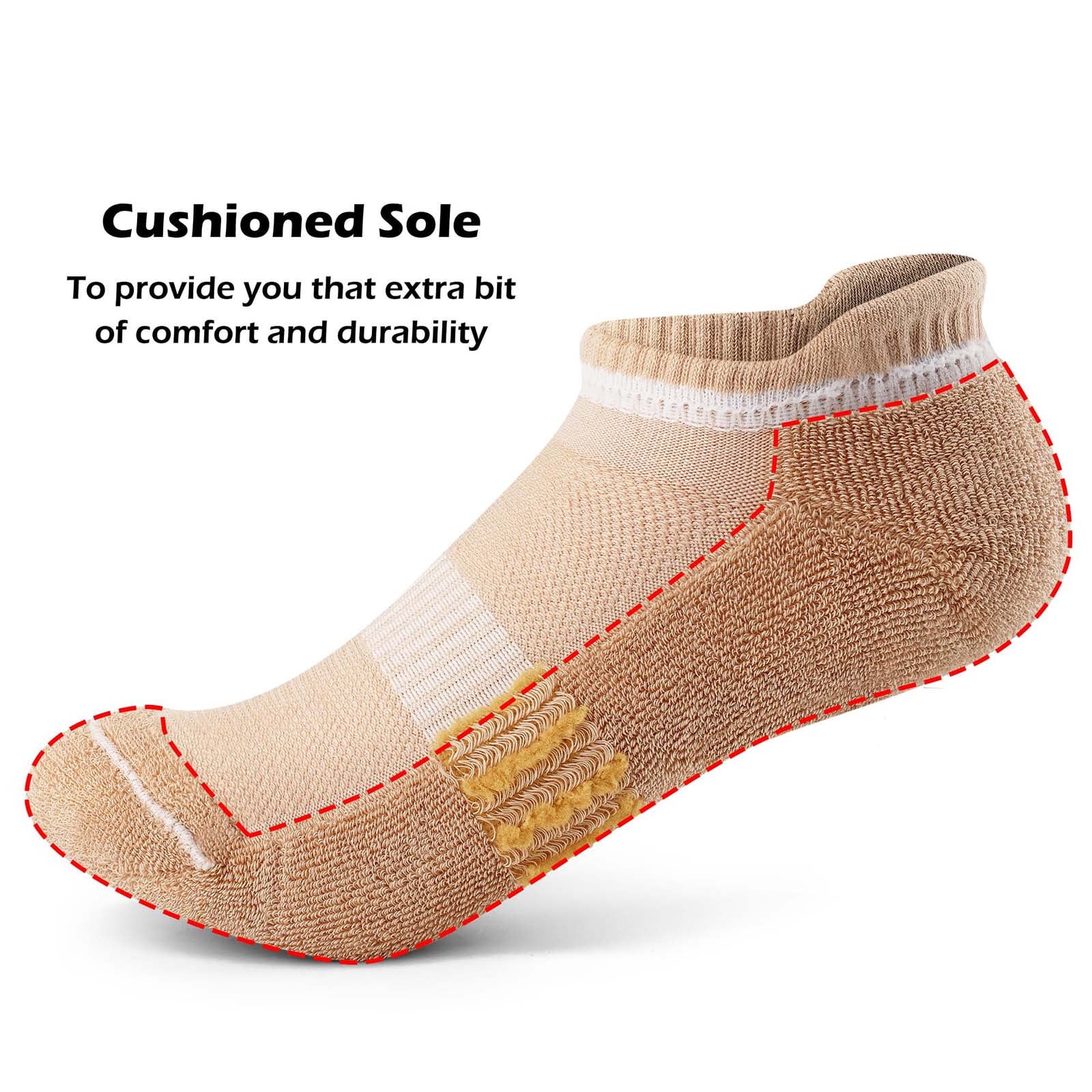 Wancir Running Ankle Socks for Women Athletic Cotton Cushioned 5 Pairs Workout No Show Socks Women