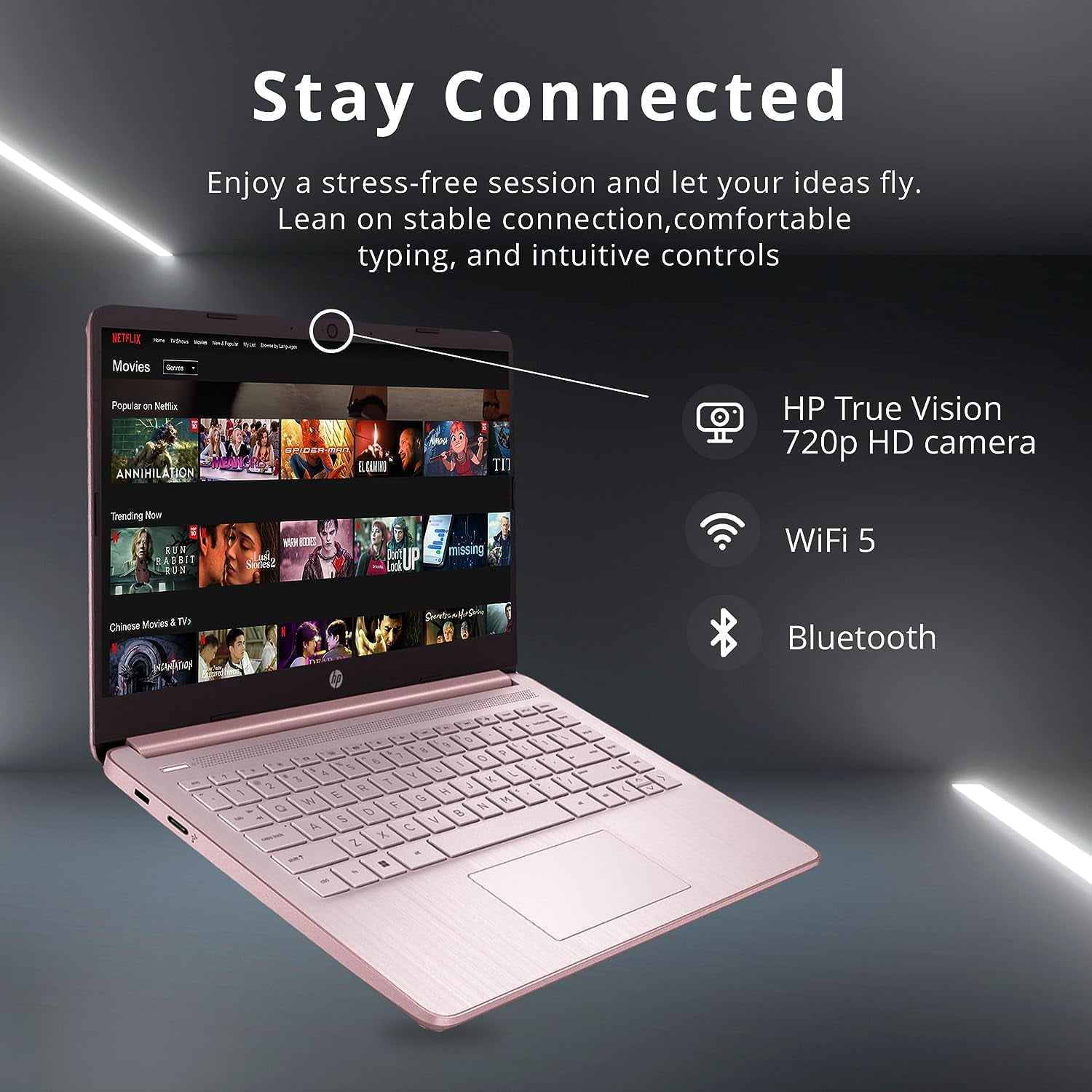 HP Stream 14" HD BrightView Laptop, Intel Celeron N4120, 16GB RAM, 64GB eMMC, Intel UHD Graphics, 720p Webcam, 1 Year Office 365, Pink, Win 11 S, 32GB Hotface USB Card