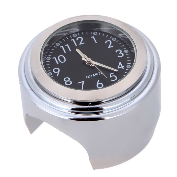 Medidor De Coche 7/8 Universal Chrome Motocicleta Impermeable Montaje en manillar Reloj negro