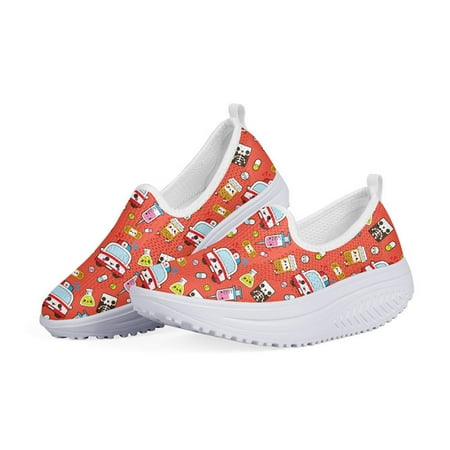 

WHEREISART Nurse Design Women Summer Mesh Shoes Paramedic EMT EMS Design Heightreasing Flats Platform Ladies Swing Zapaptos