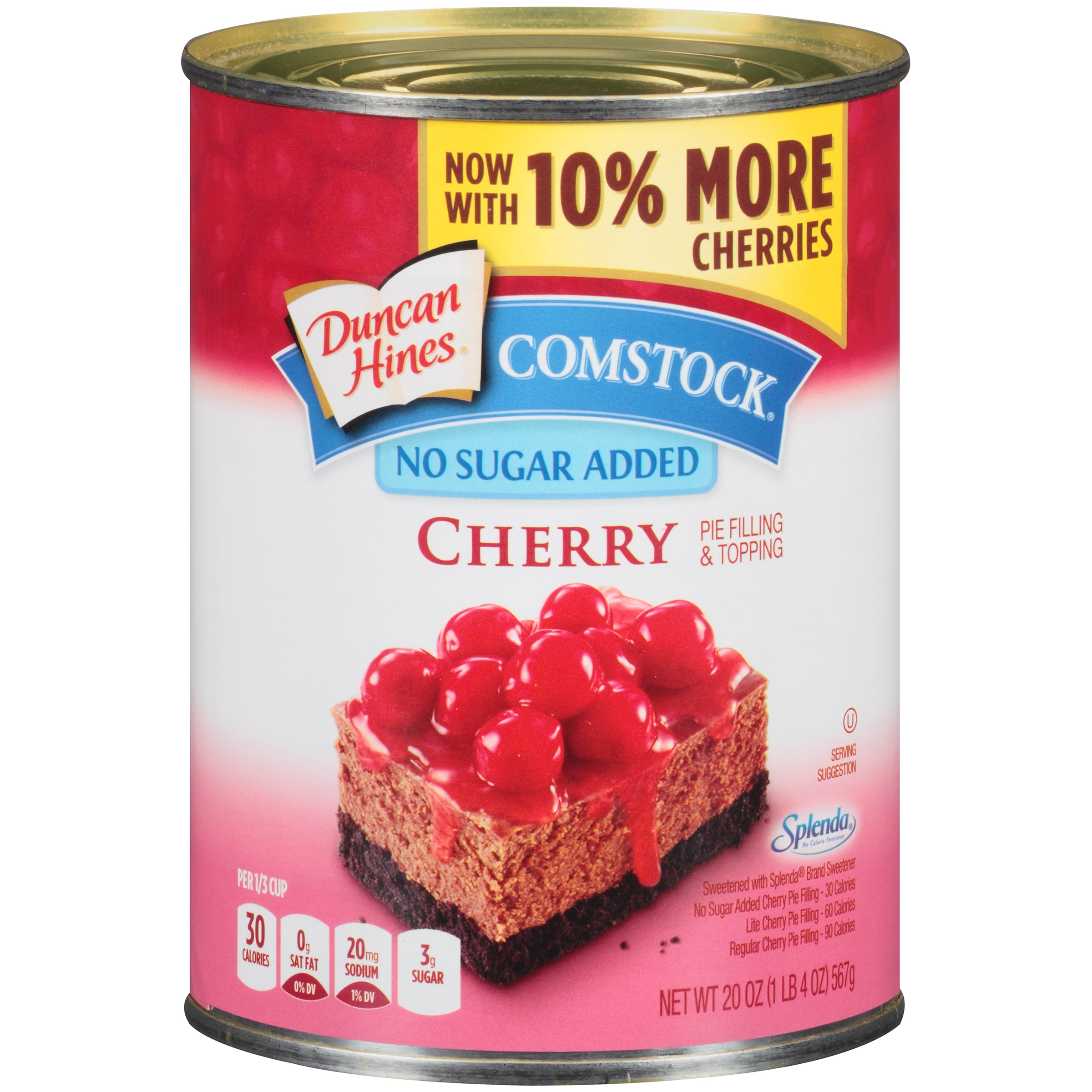 Duncan Hines Comstock No Sugar Added Cherry Pie Filling & Topping 20 Oz