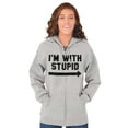thumbnail image 4 of I'm With Stupid Classic Rude Insult Zip Up Hoodie Men's Women's Brisco Brands X, 4 of 6