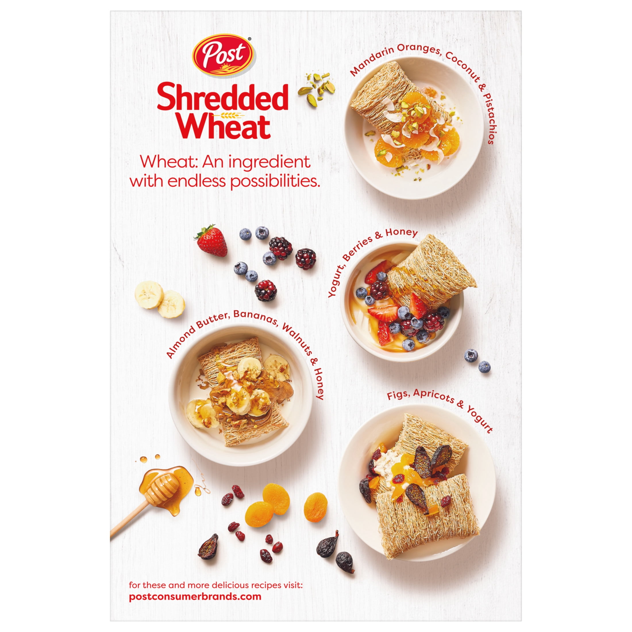 Post Big Biscuit Shredded Wheat Breakfast Cereal, Whole Grain, No Sugar Added, Crunchy 15 oz Box
