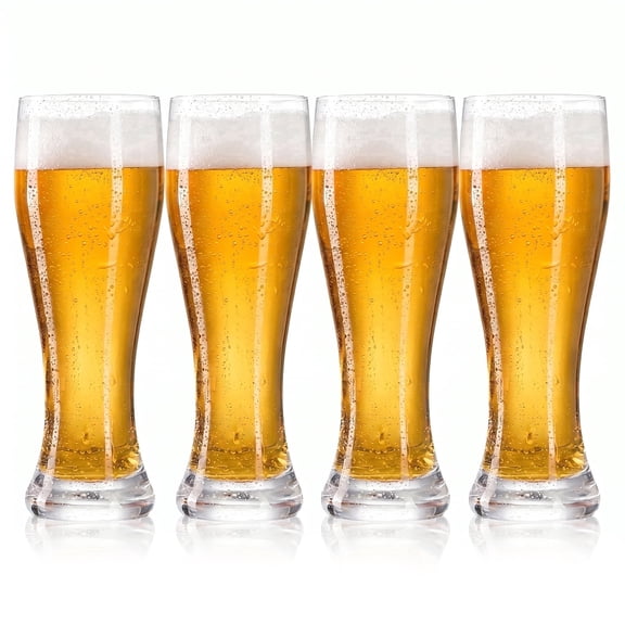 Set of 4, 18.6 oz Hourglass Pilsner Wheat Beer Glasses, Lead-Free Weighted Base Glassware, Freezer Safe, Extra Large Pint Cups, Gift for Men