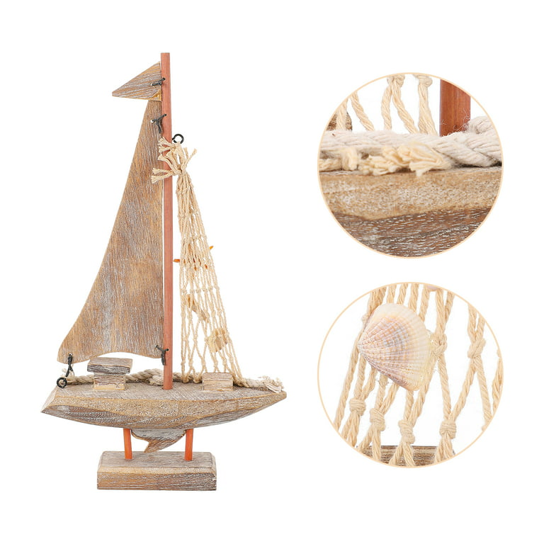 Sailing Ship Decor Wooden Sailing Boat Ornament Sailboat Model Nautical  Sail
