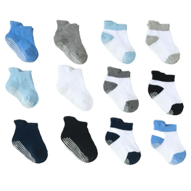 Sonducket 6 piezas de medias para niños, calcetines tobilleros, cómodos de usar, estilo Simple con diseño de puntos, ropa para niños para niñas y Medias chico de color de mezcla pura 10-12 Sonducket AP009062-33B