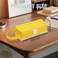 thumbnail image 3 of Dual Zipper Canvas Pencil Case, Pencil Bag, Soft Pencil Pouch, Large Capacity Stationery Bag, Handheld Pen Storage Case, Double Compartment Striped Pouch for Multipurpose Travel Sundry Storage 1Pcs, 3 of 5