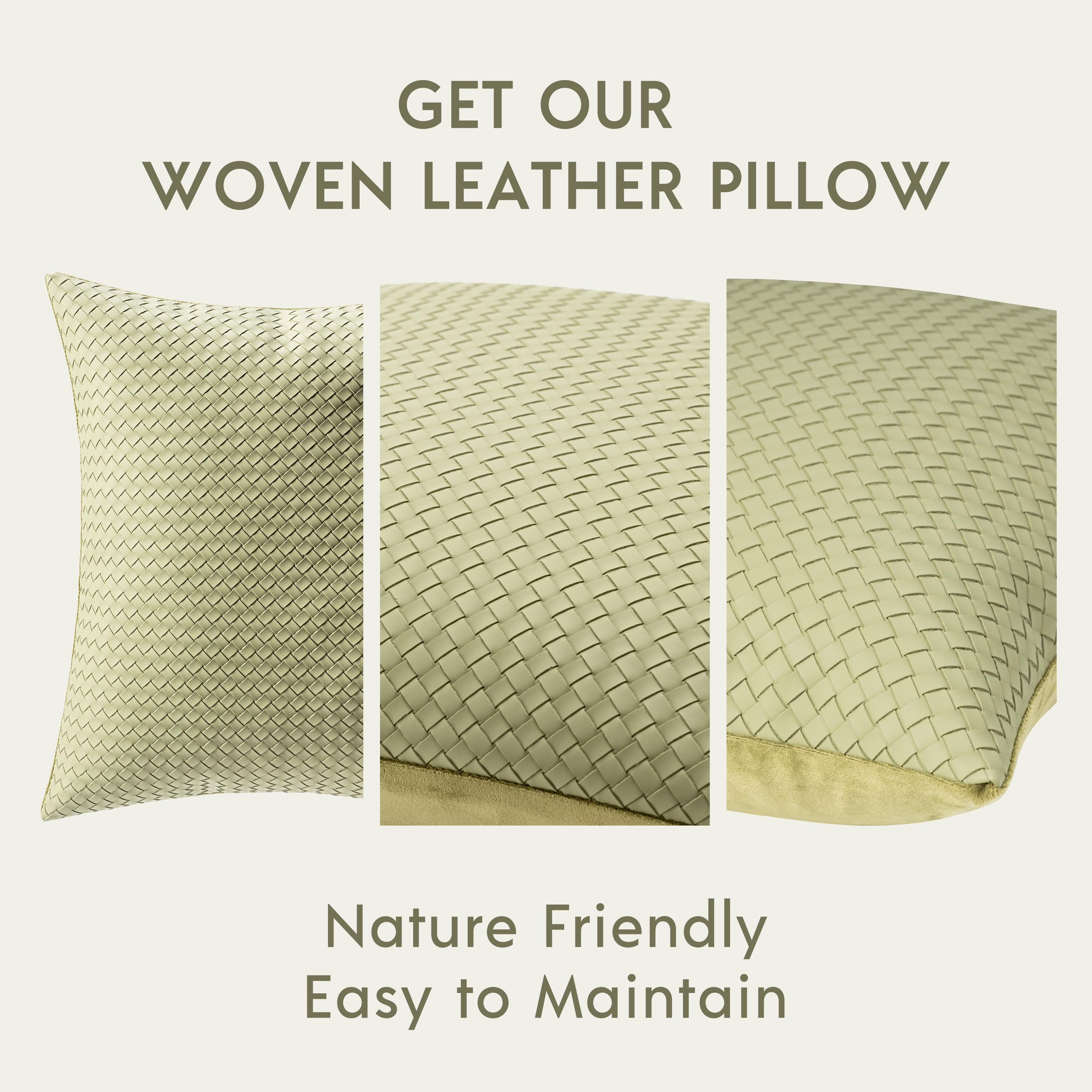 Phantoscope Modern Faux Leather Woven Square Cusion Solid Accent