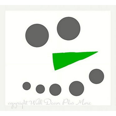 Snowman Face Dots with Carrot Nose Winter Wall Decal Art for Seasonal Decor, 12-Inch, Storm Gray/Lime Green Nose