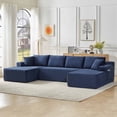 thumbnail image 2 of Muumblus 133" Modular Sectional Sofa with 2 Chaise Lounge, U-Shaped Oversized Boneless Cloud Couch, Blue Corduroy Sleeper Sofa for Living Room, 2 of 5