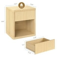 thumbnail image 5 of Fluted Nightstand with Drawer, Bedside Tables with Open Storage, Large Wood Night Stand for Bedroom Living Room, Natural, 5 of 9