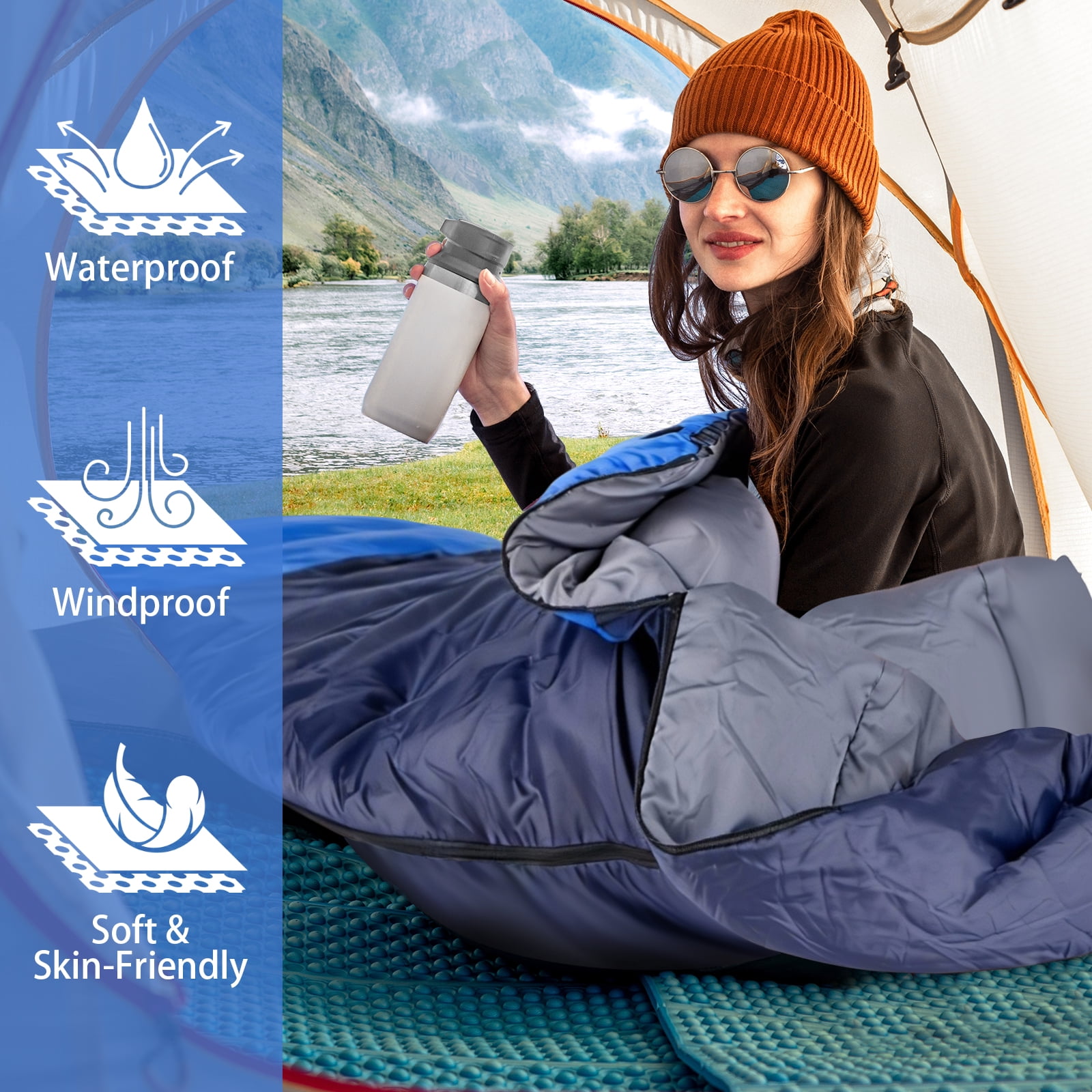 SPBTAR Sleeping Bag, Waterproof Windproof Lightweight Sleeping Bags for Adults & kids with Compression Sack, All Season Sleeping Bags  for Camping, Hiking, Travel, Outdoor
