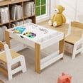 thumbnail image 5 of PORKISS 2 in 1 Kids Play Table and Chairs Set for Building Bricks, with Reversible Top and 7 Storage Compartments, White, 5 of 10