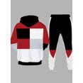 thumbnail image 3 of LovelyWholesale Long Sleeve Hooded Collar Kangaroo Pocket Patchwork Men's Tracksuit Set, 3 of 3