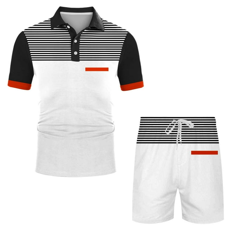 Vedolay Summer Short Sets Men 2 Piece Outfits Men's Mesh Shirts and Shorts Set Summer Outfits 2 Piece Ptinted Sleeveless Set,White 5XL