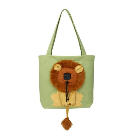 Cute Lion-Shaped Pet Canvas Shoulder Bag Cat Carrier  Portable Cats Small Pet Canvas Tote Chest Bag  Pet Carrier for Small Dogs and Cats Pet Supplies