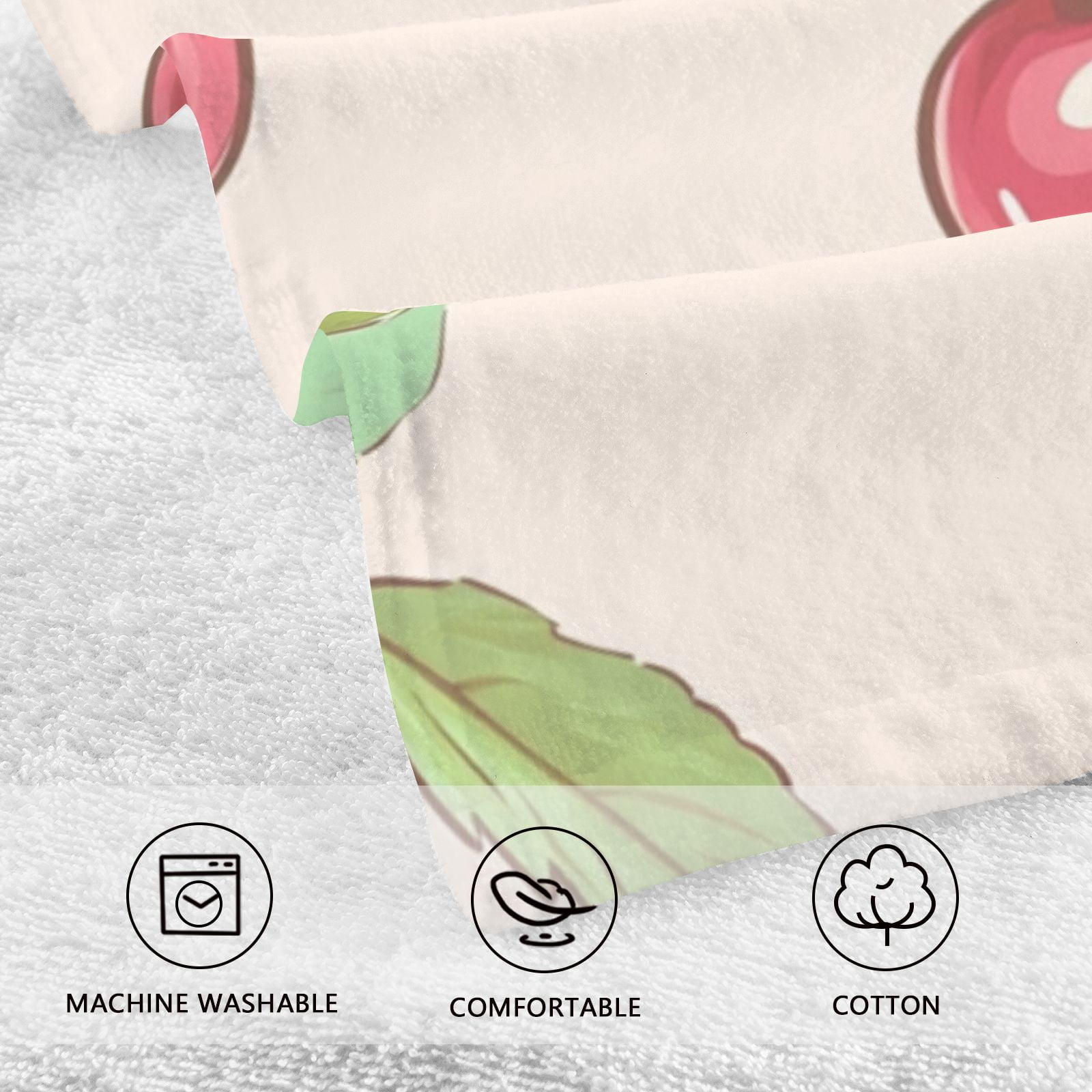 Pink Cherrys Hand Towels Cotton Bath Towels Large Face Towels Absorbent for Bathroom 2 Packs